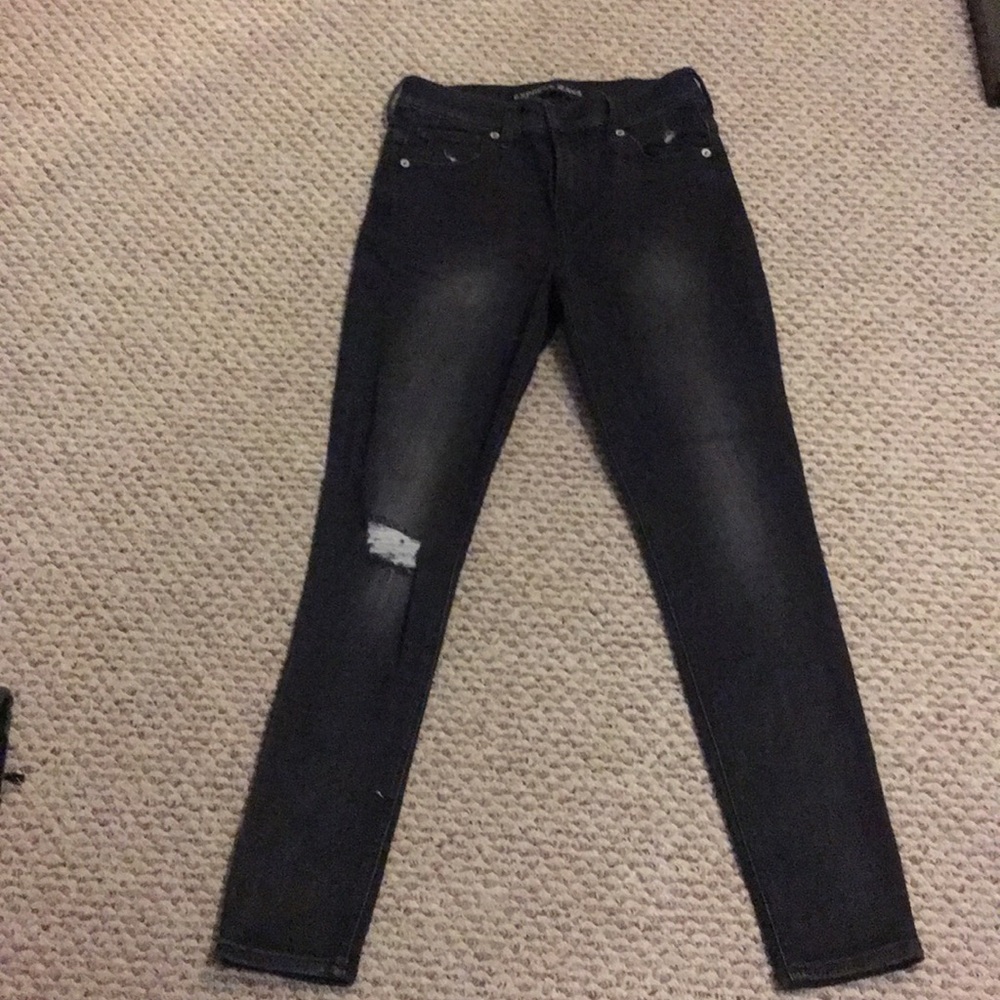Express distressed black jeans size 2 short skinny